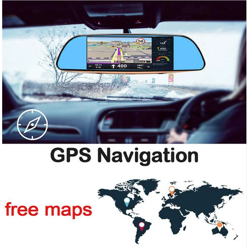 QUIDUX 7 &quotips 3G Android автомобиля зеркало заднего вида DVR gps навигации Full HD 1080p видео