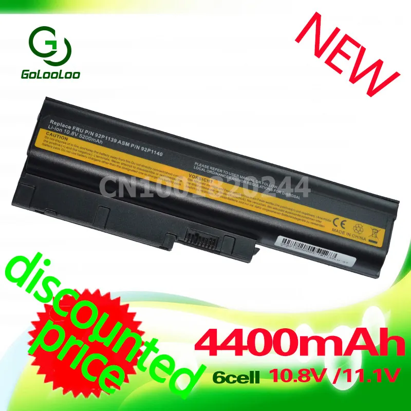Golooloo Батарея для IBM Thinkpad R60 R60E R61 T60 R61I R61E T60P T61 (14 1 15 4 экран) T61P R500 T500 W500 Sl500 40Y6799|ibm t60