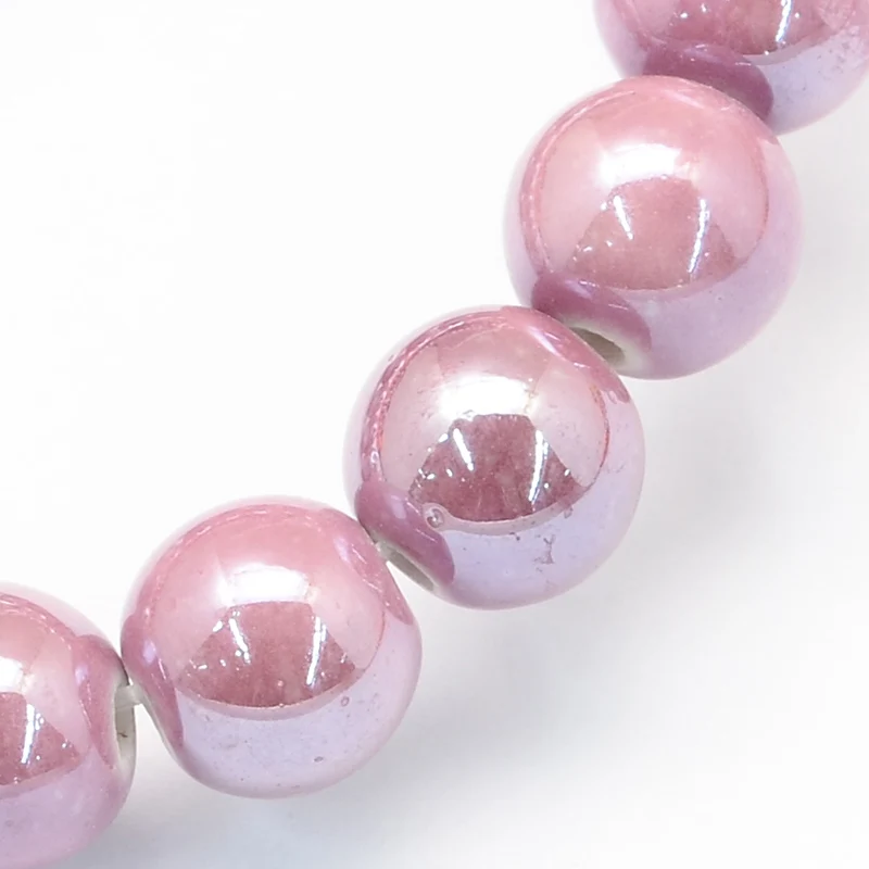 Pink 300 шт перламутровые Фарфоровые керамические бусины ручной работы для изготовления ювелирных изделий, круглые бусины, розовый, 6 мм, отверстие: 1,5 мм - Цвет: Pink