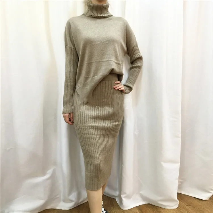 Новинка 2021 женские кашемировые модные свитера и вязаные Облегающие юбки до бедра