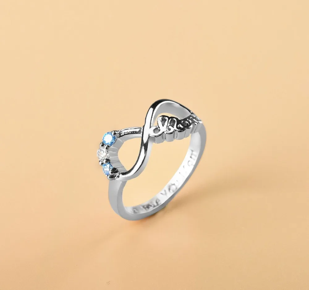 WYJZY Mother's Day theme inlaid zircon ring letter MOM 8 word styling ladies fashion jewelry classic mother's day gift | Украшения