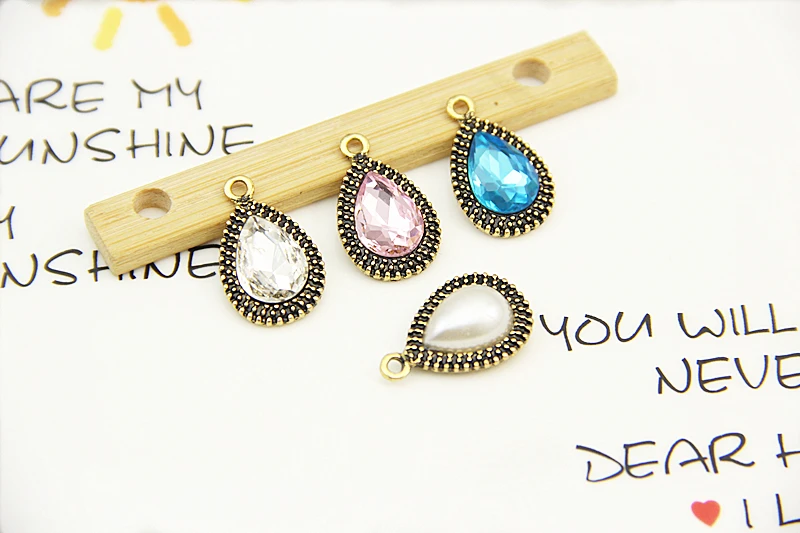 10 шт./лот антикварные посеребренные жемчужные хрустальные подвески в форме