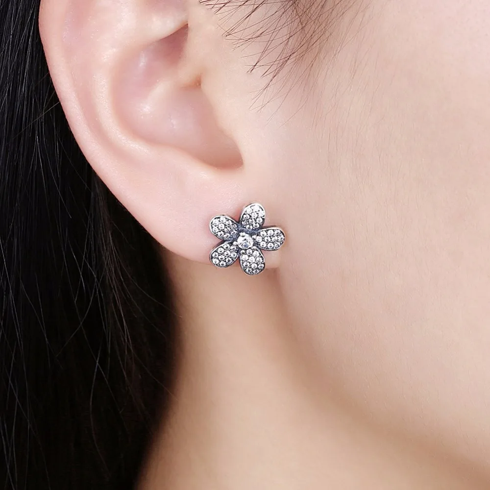 CICI WARREN Fine Jewelry 925 Sterling Silver Stud Earrings Flower style Paved AAA+ Zircon Gifts For Women CWE016 | Украшения и