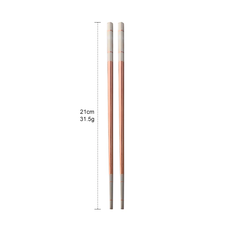 Rose Gold-1 Pair 1 пара переносных палочек для еды из нержавеющей стали, китайские Нескользящие палочки для еды, набор многоразовых палочек для суши, столовые приборы для детей - Цвет: Rose Gold-1 Pair