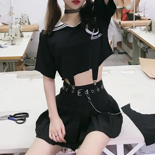 Японская летняя форма для девочек школьная с вышивкой короткие матросские на