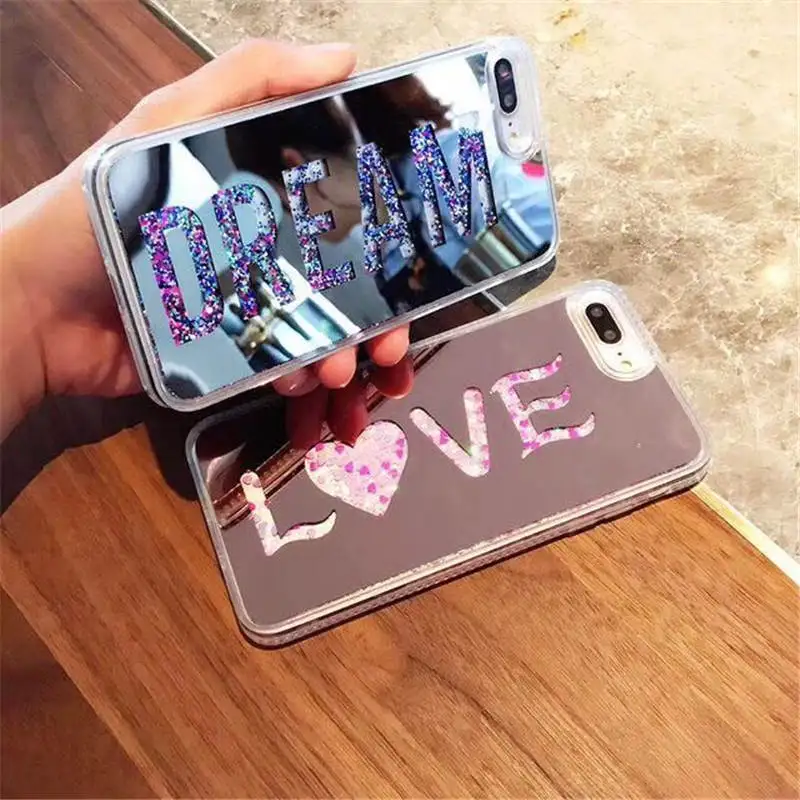 New Fashion Plated Mirror Soft Edge For Iphone 66S 6P 78 78plus X Xs Diamond Sand Shell Anti-Fall Cover |