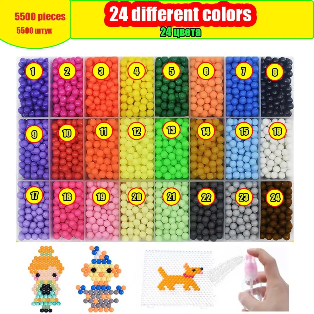 Перлен бусина заправка пакеты Хама бусины игрушки липкие Perler бусины Pegboard головоломки воды Beadbond 24 цвета beados