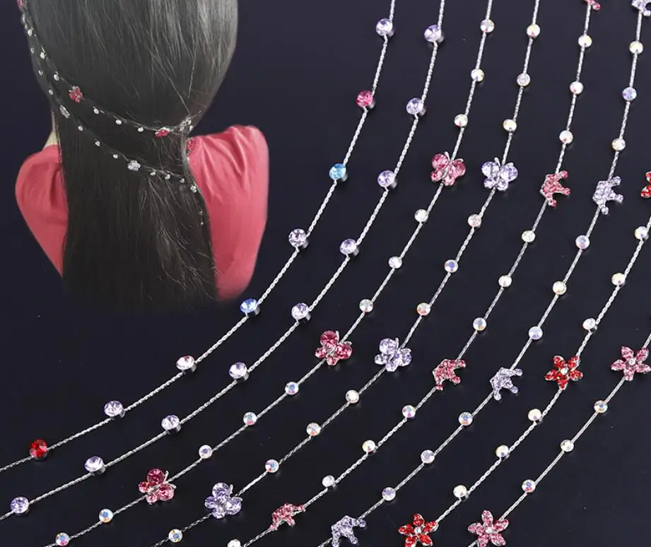 Детская цепочка для волос металлическая шнековая девочек с водяной дрелью - Фото №1