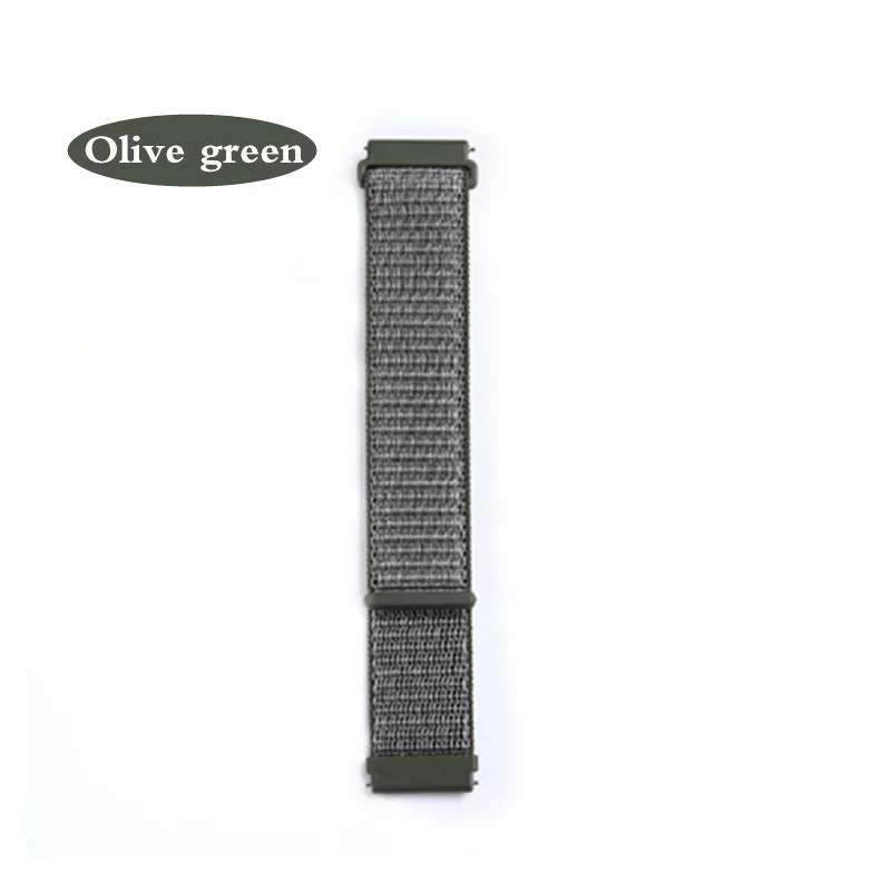 Olive Спортивный нейлоновый ремешок для Xiaomi Amazfit ремешок Bip браслет huawei часы GT Honor Magic Huami Amazfit rhythm Stratos 2 band часы - Цвет: Olive