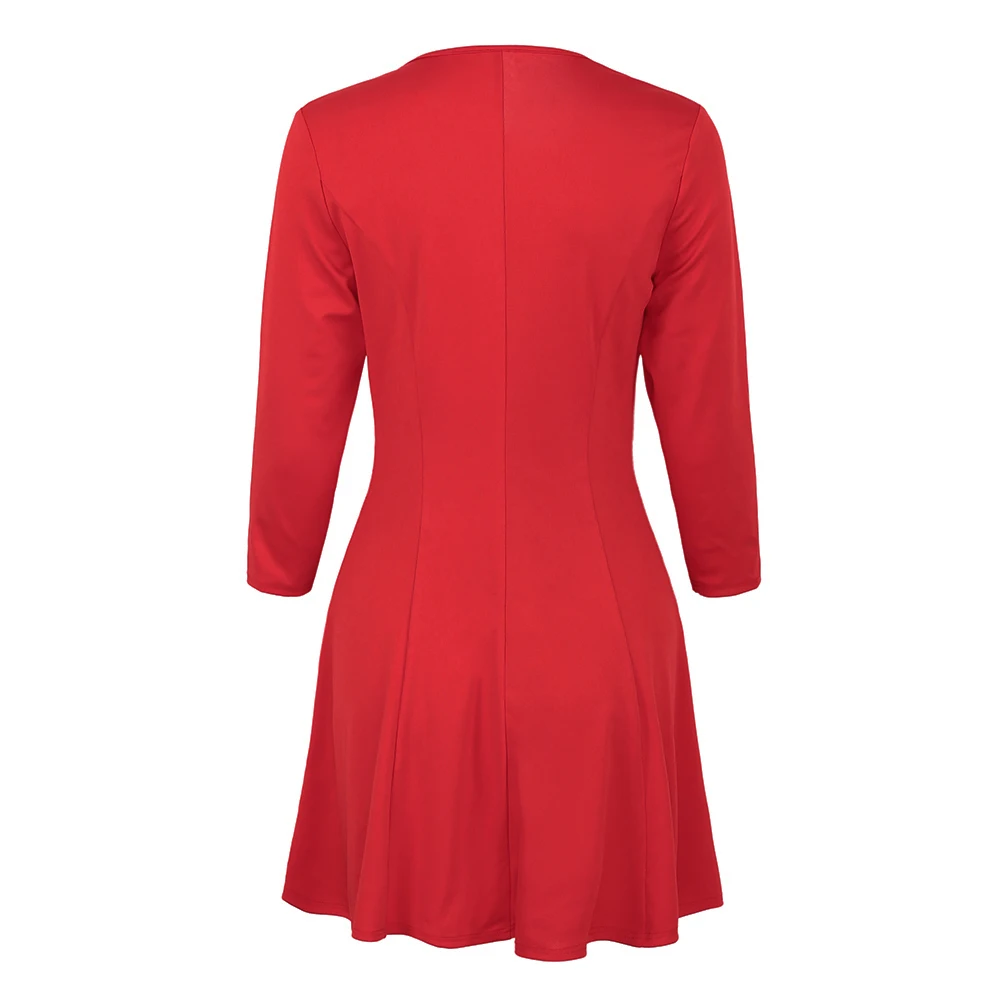 Платье мини женское однотонное Плиссированное с V образным вырезом и рукавом