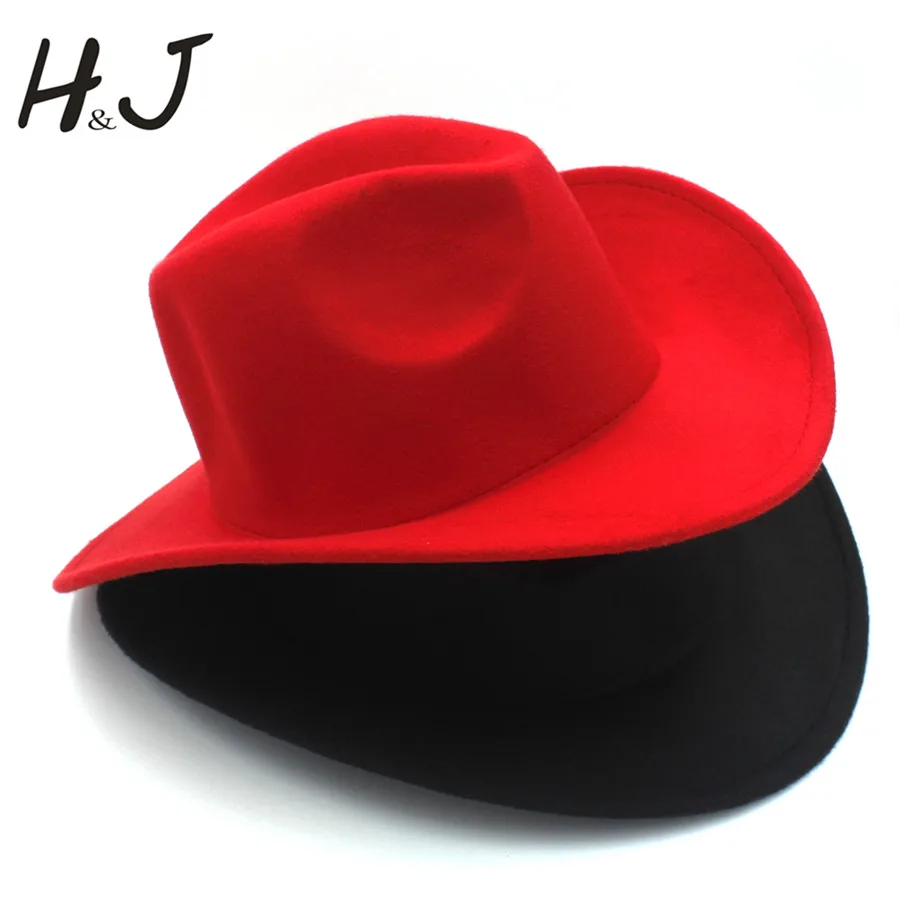 Модная зимняя Осенняя шерстяная фетровая шляпа для мужчин и женщин ковбойская