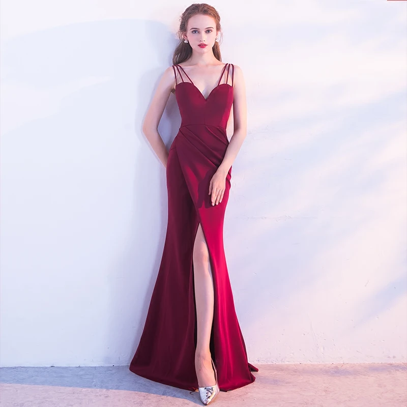 Сексуальное платье с v образным воротом открытой спиной и разрезами по бокам Vestidos