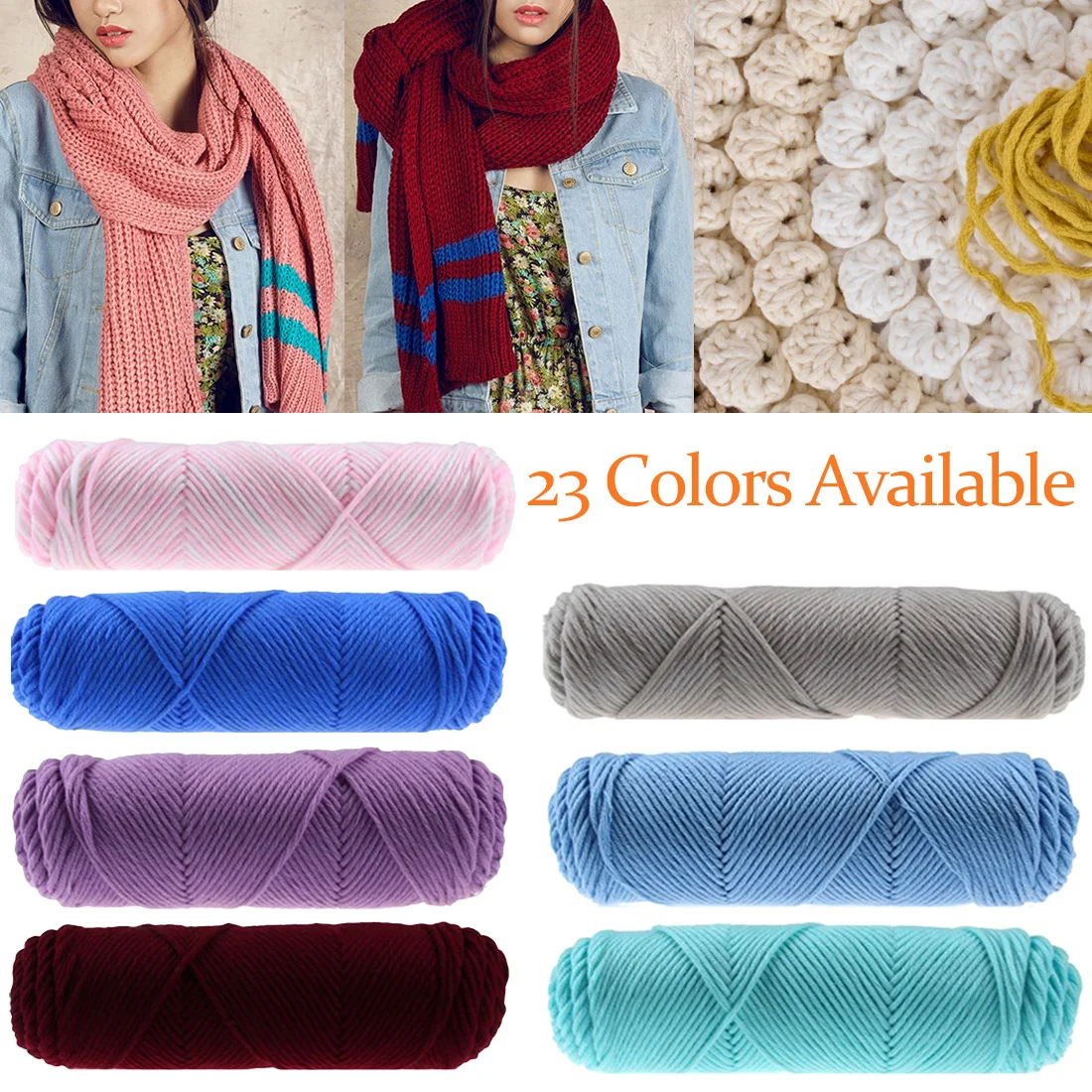 100g/Pc Soft Yarn For Hand Knitting Crochet Silk Milk Cotton Skincare Thick Lover Scarves Clothes | Дом и сад