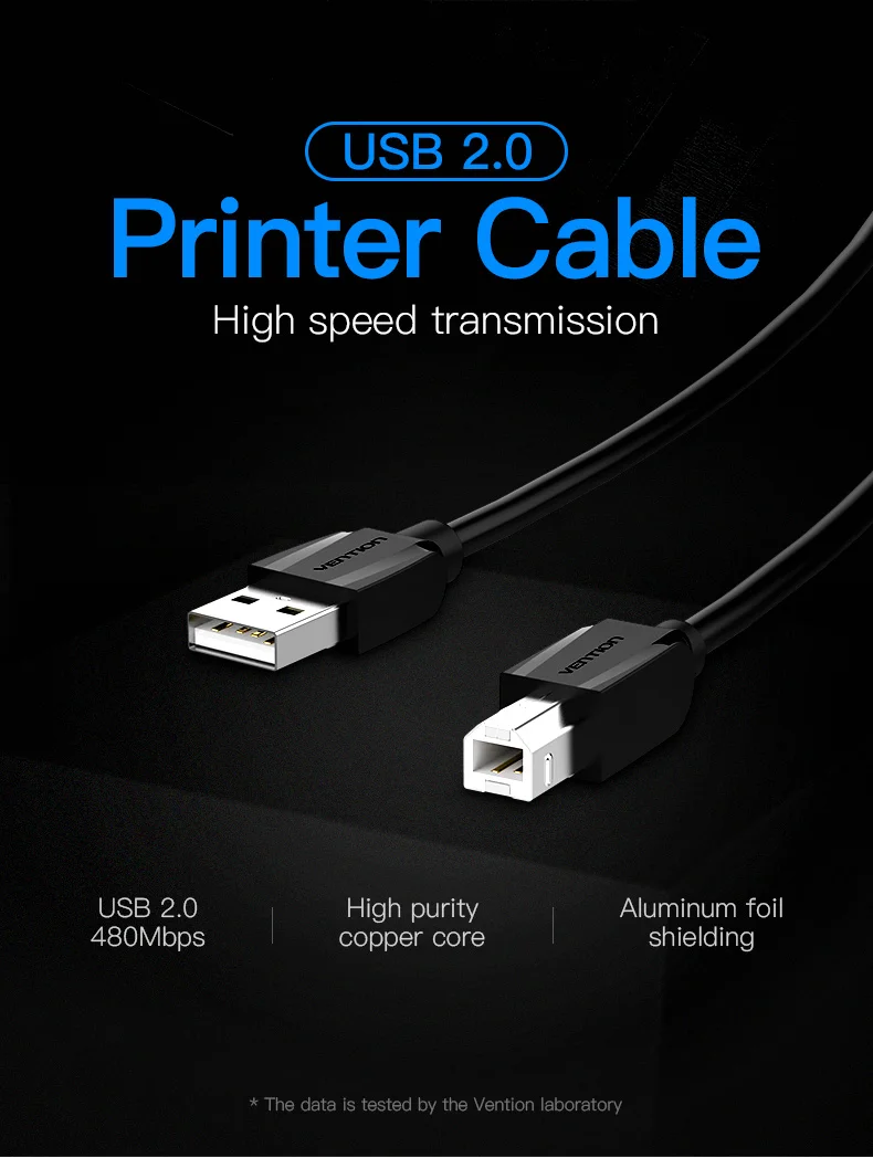 Vention USB 2,0 кабель для принтера тип A папа-папа B Синхронизация данных 3 м 2 м 1 м USB кабель для печати для Canon Epson сканер hp принтер USB
