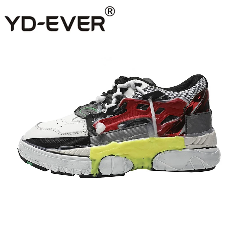 Повседневная обувь; женские массивные кроссовки; zapatos de mujer; Новинка года; chaussures femme; женская обувь на платформе; обувь в стиле пэчворк; Цвет Серебристый