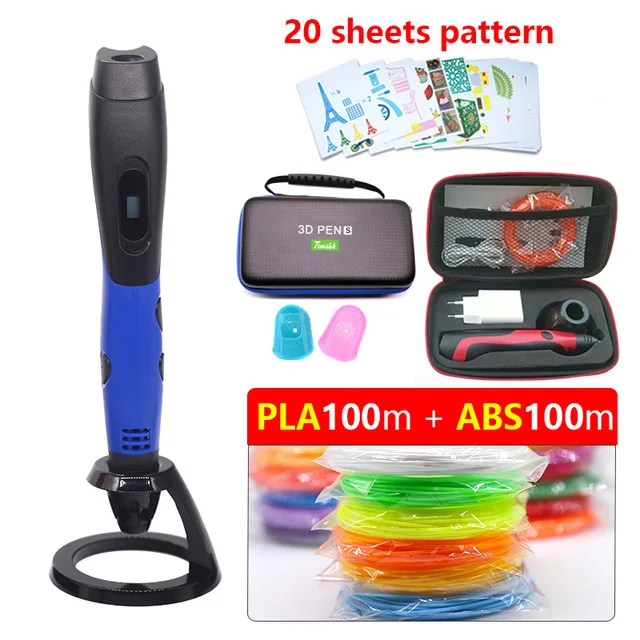 blue 200m pattern 3d Ручка 3d Ручка 5V 2A можно использовать power bank легко носить с собой, подходит для дома, на открытом воздухе, школа, создания лучших Новогодний подарок - Цвет: blue 200m pattern