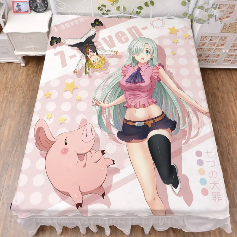 

Anime The Seven Deadly Sins Characters Elizabeth Liones Milk Fiber Bed Sheet & Flannel Blanket Summer Quilt 150x200cm