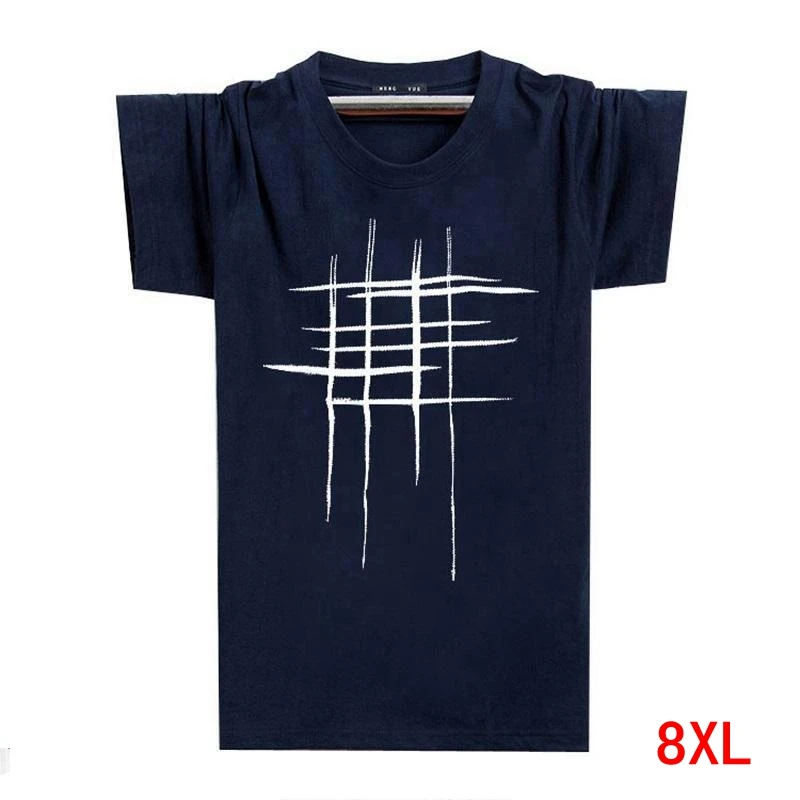 Мужская Летняя Повседневная футболка 5XL хлопковая Футболка большого размера