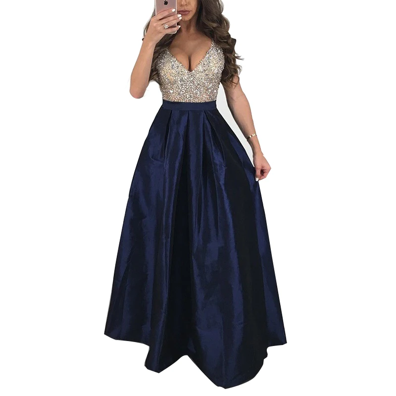 

Женское вечернее платье с V-образным вырезом, Элегантное повседневное длинное платье с открытой спиной и прострочкой, лето 2020