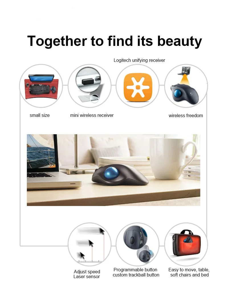 Мышь logitech M570 с 2,4G беспроводной оптический трекбол эргономичная мышь геймер для windows и mac systerm