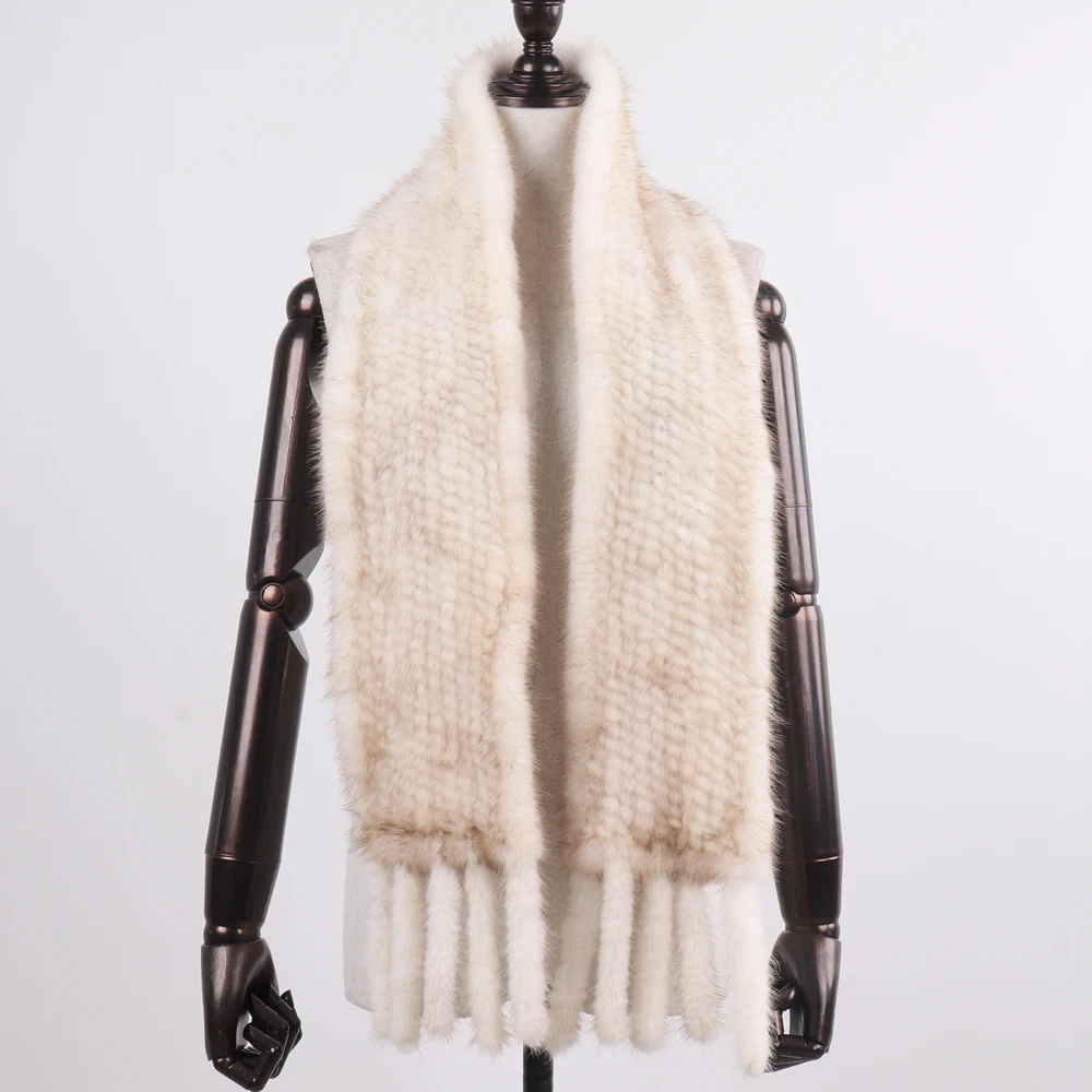 Зимние женские меховые шарфы Русская женская теплая вязка шарф из натурального