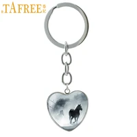 tafree horse in fog heart pendant key chain ring love horse jewelry cool animals horses keychain men women fashion keyring hp417