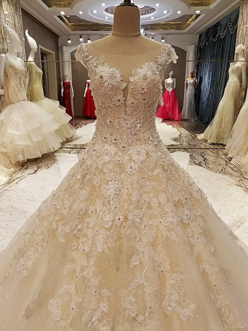 Vestido De Noiva Роскошные принцессы Свадебные и Бальные платья 2018 Sheer спинки бисером