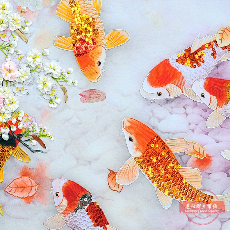 Пейзажная живопись сделай сам ленты вышивка Рыба цветок наборы для рукоделия