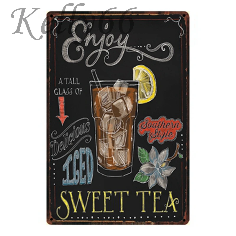 

[ Kelly66 ] Enjoy Sweet Tea Tin sign Poster Home Decor Pub Wall Metal Painting 20*30 CM Size y-1009