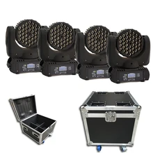 Hot sell 4pcs/lot Flight case packing RGBW 4 in1 color mixing Cree led 36*3W led moving head wash led lights
