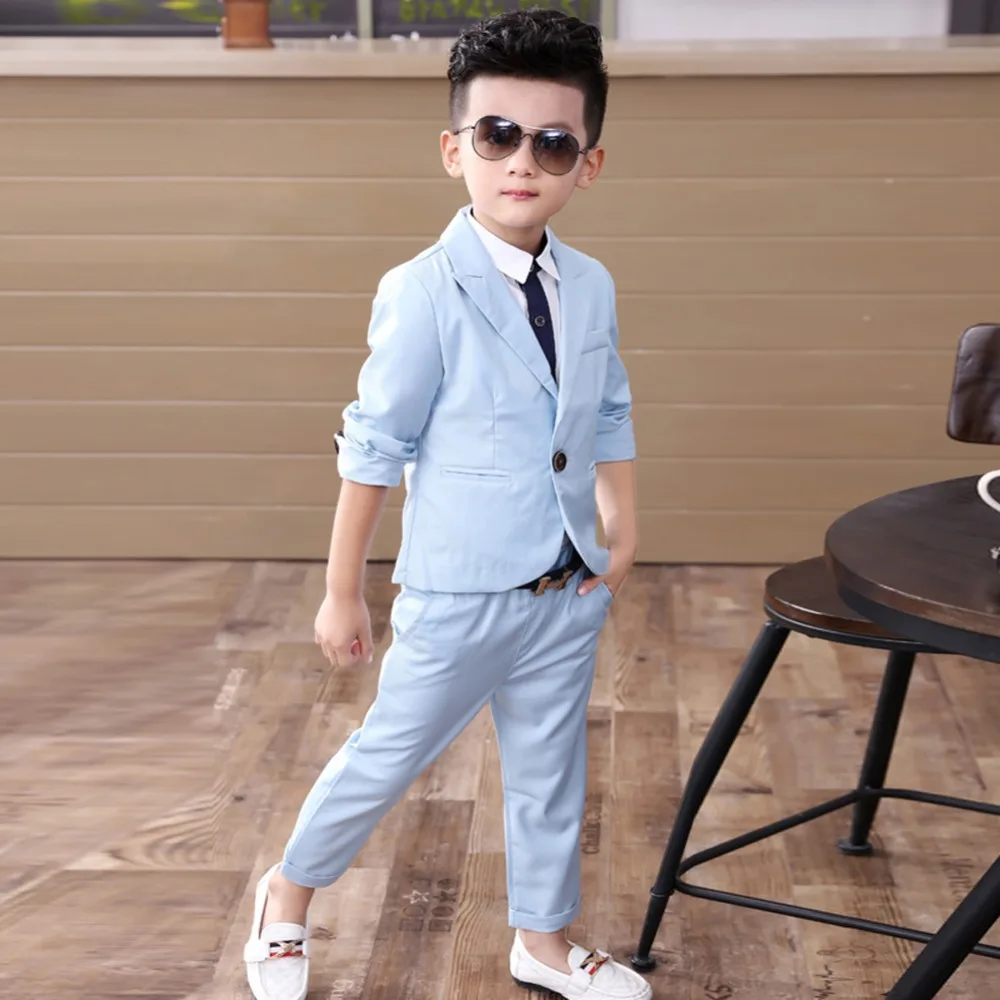 Комплект из 2 предметов для мальчиков розовый/синий приталенный деловой костюм