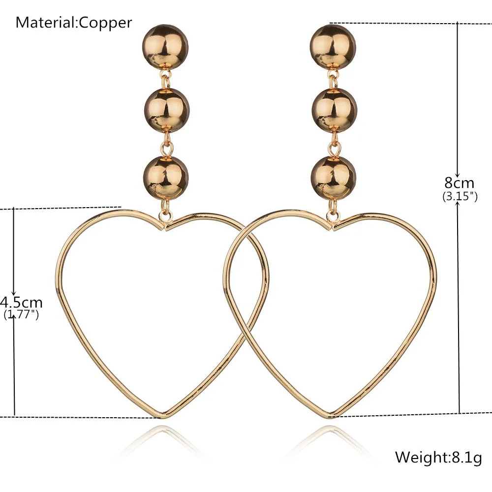 2017 Greit новые модные украшения в форме сердца безделушки висячие серьги стиле хип