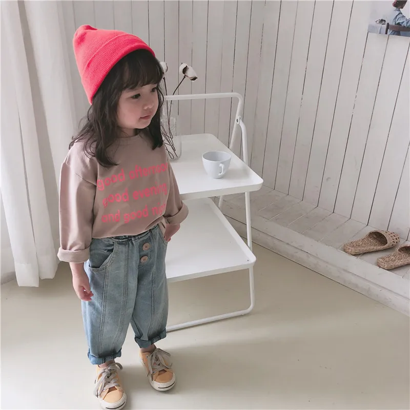 Детские штаны шаровары 2019 г. модные весенние джинсы для маленьких мальчиков и