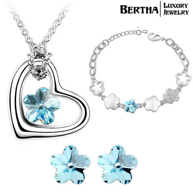 Хит продаж Свадебные Ювелирные наборы с милым сердцем серьги ожерелья подвески