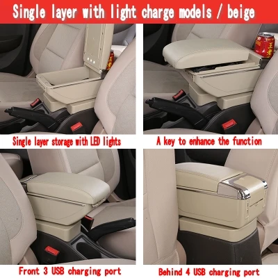 Single USB Beige Для Honda CRZ CR-Z подлокотник коробка центральный магазин содержимое коробка с подстаканником пепельница USB CR-Z CRZ Подлокотники коробка - Название цвета: Single USB Beige