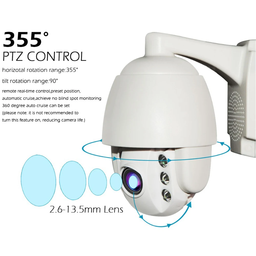 2MP 1080 P Скорость купол Wifi IP Камера открытый 5X PTZ Беспроводной Мини безопасности
