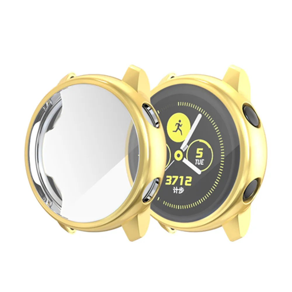 Gold Защитный чехол для samsung galaxy watch active, мягкий силиконовый чехол, ультратонкая защитная рамка для galaxy Active, 40 мм - Цвет: Gold