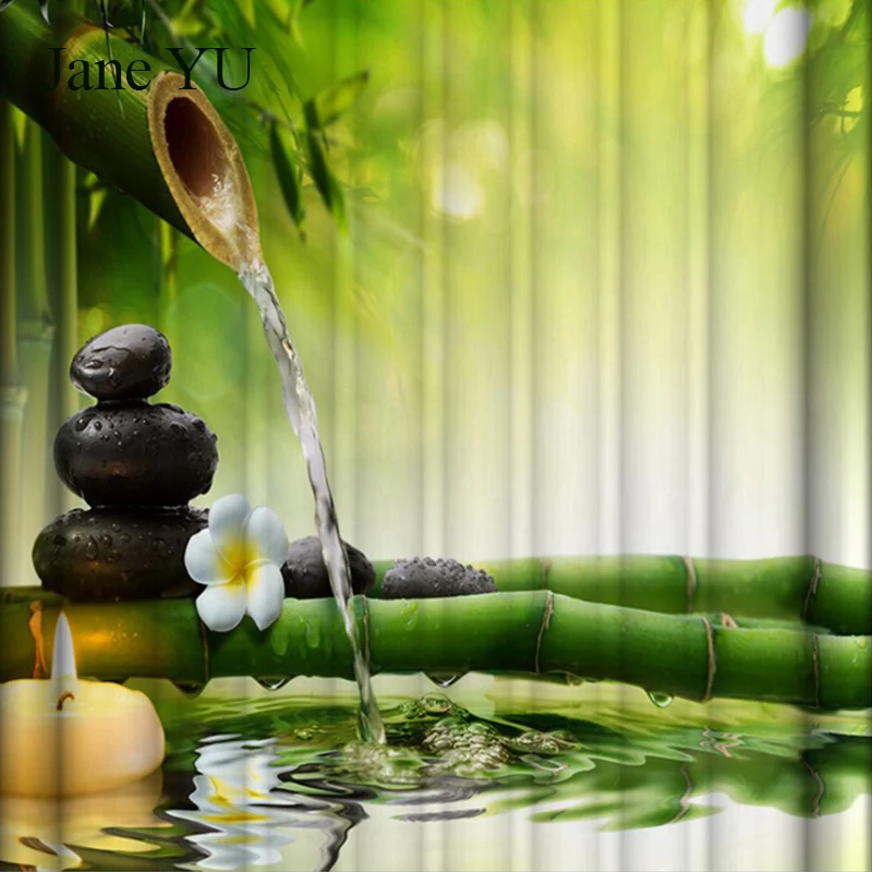 JaneYU Zen водостойкая бамбуковая 3D цифровая печать занавеска для ванной форма