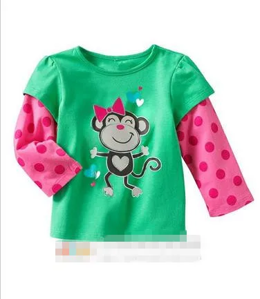 (1 шт./лот) 100% хлопок 2019 новый стиль с бантом обезьянка от 0 до 2 лет толстовки для