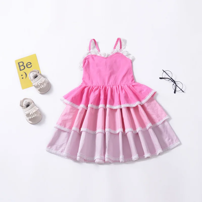Lavender Gradient Kids Dresses for Girls Princess Birthday Party Dress Layered Cake Smach Toddler Clothes | Детская одежда и обувь