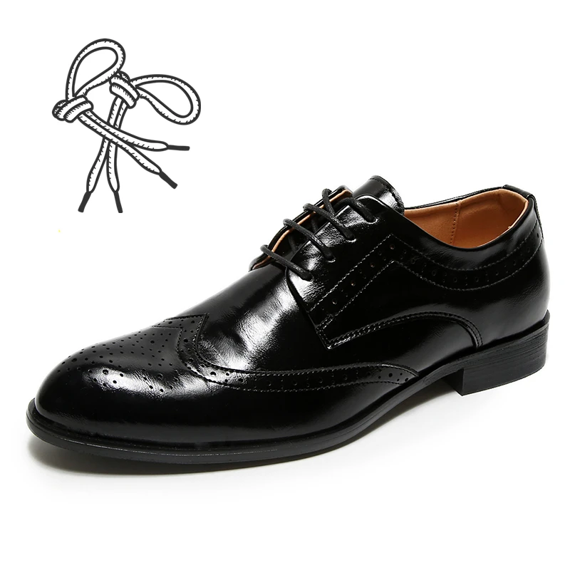 Black 1905 Lace-up Misalwa/Элегантные Мужские модельные туфли в британском стиле с острым носком, повседневные туфли-оксфорды для вечерние, мужские деловые туфли, броги, свадебные туфли для джентльменов - Цвет: Black 1905 Lace-up