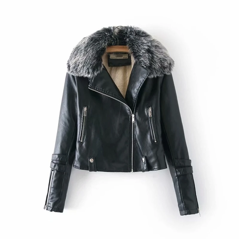 Зимняя женская флисовая куртка Утепленные Пальто из искусственной кожи со