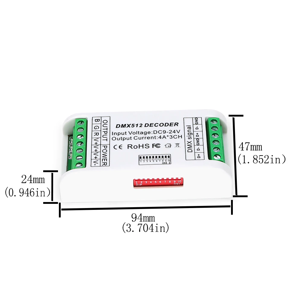 Мини 3 канальный DMX512 декодер светодиодный диммер драйвер для RGB Светодиодные