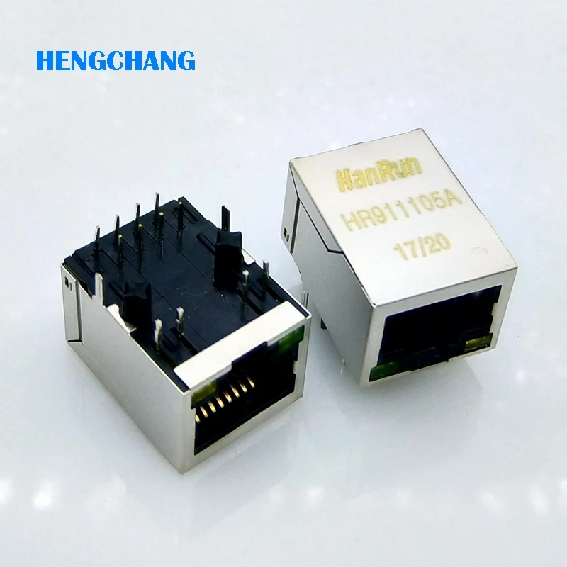 Hanrun HR911105A RJ45 разъем PCB монтажный сетевой адаптер для Ethernet передачи данных с лампой