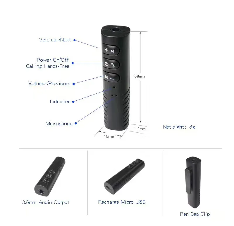 Bluetooth 4 1 Аудио приемник стерео Hands free A2DP музыкальный адаптер беспроводной 3 5 мм Aux