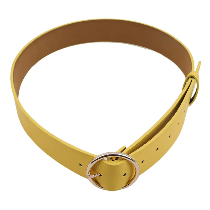 

Round Buckle Pu Leather +Metal Hoop Belt Punk Harajuku Belt Exaggerated Strap Belt For Woman Jeans Belt