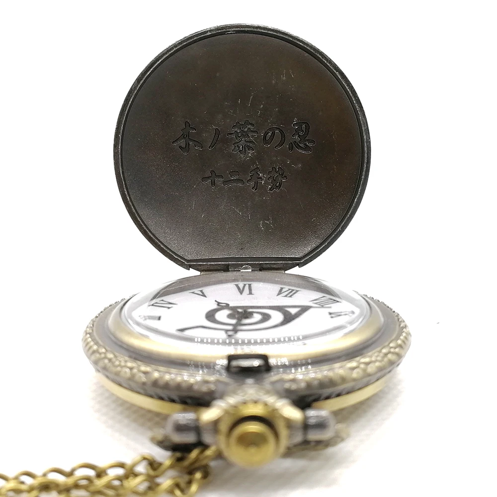 New Arrival Black Gold NARUTO Japanese Anime Quartz Pocket Watch Analog Pendant Necklace Men Women Watches Fob Watches Gift Box