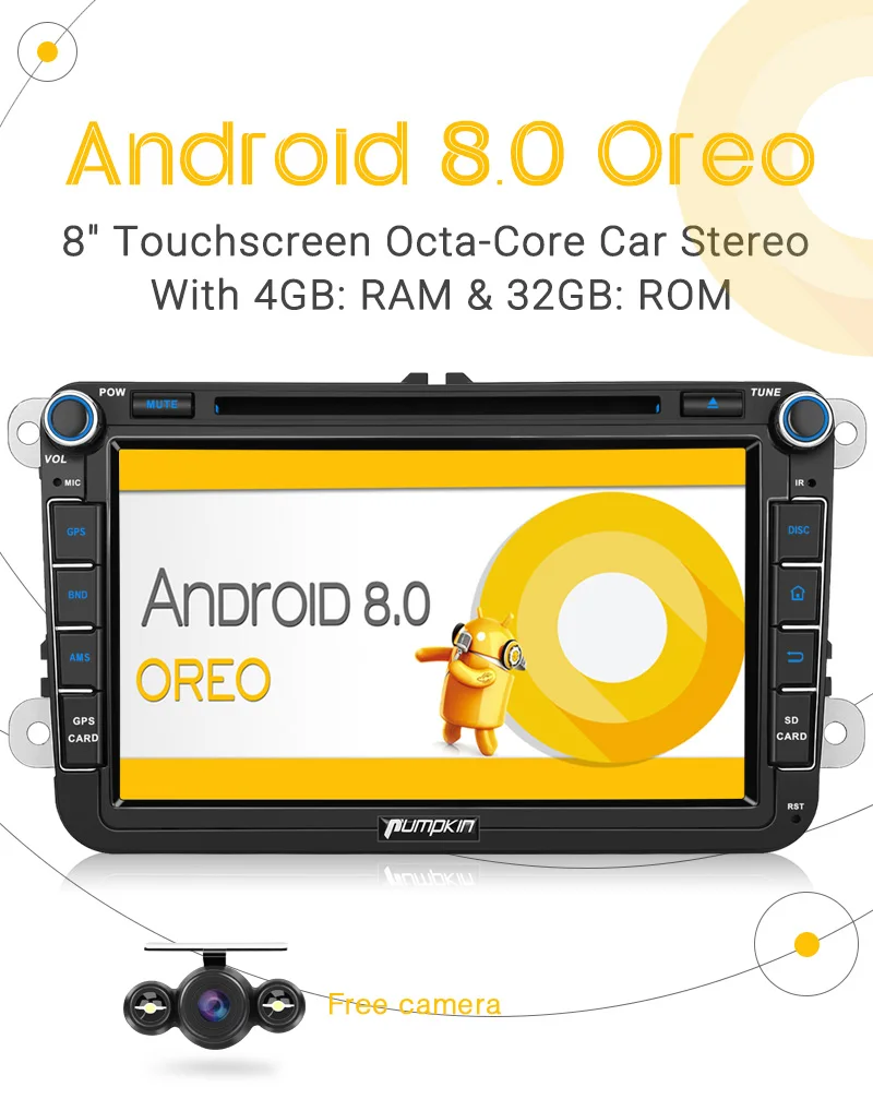 Pumpkin 2 Din 8 дюймов Android 0 автомобильный DVD плеер GPS навигация для VW/Skoda/Seat/Golf Car Радио