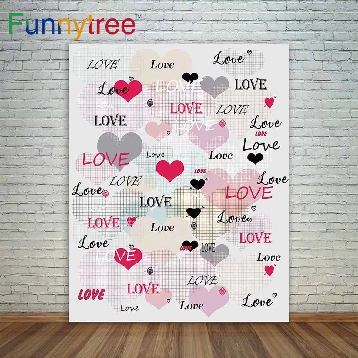 Фон для фотосъемки Funnytree с изображением сердец цветов кремов Купидона свадебного