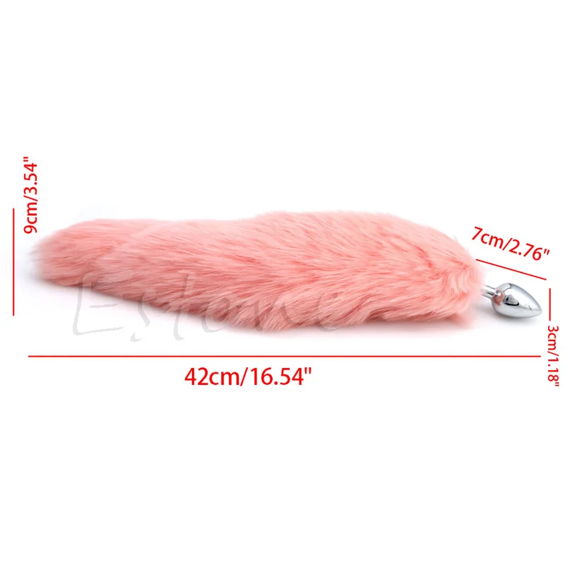 

35CM Romance Adult Love Product Pink Fox Tail Butt Metal Plug Anal Sex Toy hot sale